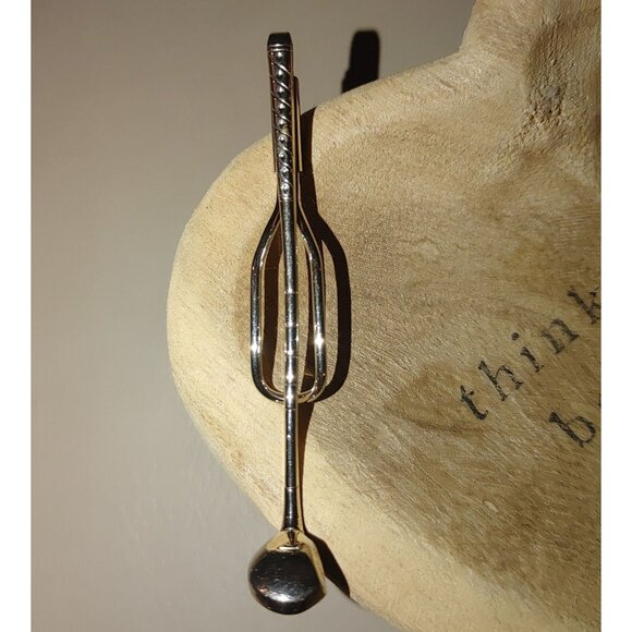 Golf Club Tie Money Clip Slender Yellow Gold tone Bar - Picture 1 of 12